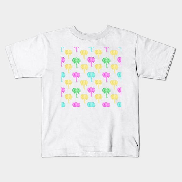 Lovely colourful vintage elephant illustrative pattern Kids T-Shirt by annaleebeer